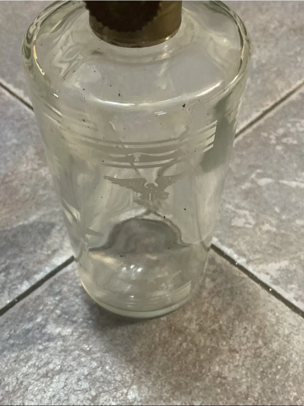 Clear Glass Oil Lamp with Brass Accents - Clear